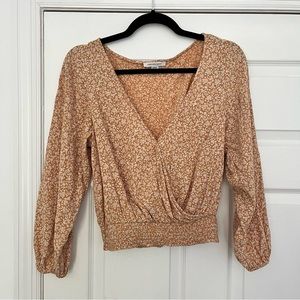 American Eagle Floral Wrap Front Blouse